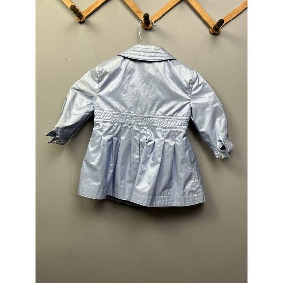 Vintage Rothschild Blue Trench Coat Polyester Girls 12 Month Pleated - Picture 3 of 6
